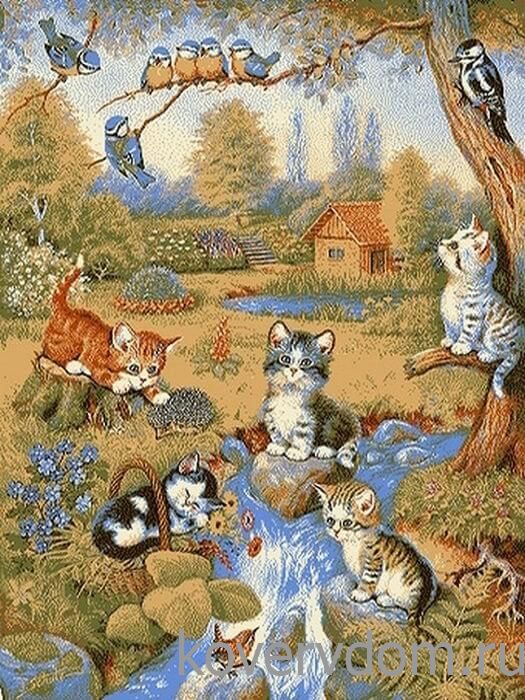 Шерстяной пейзажный ковер Hunnu 6S860 82 котята