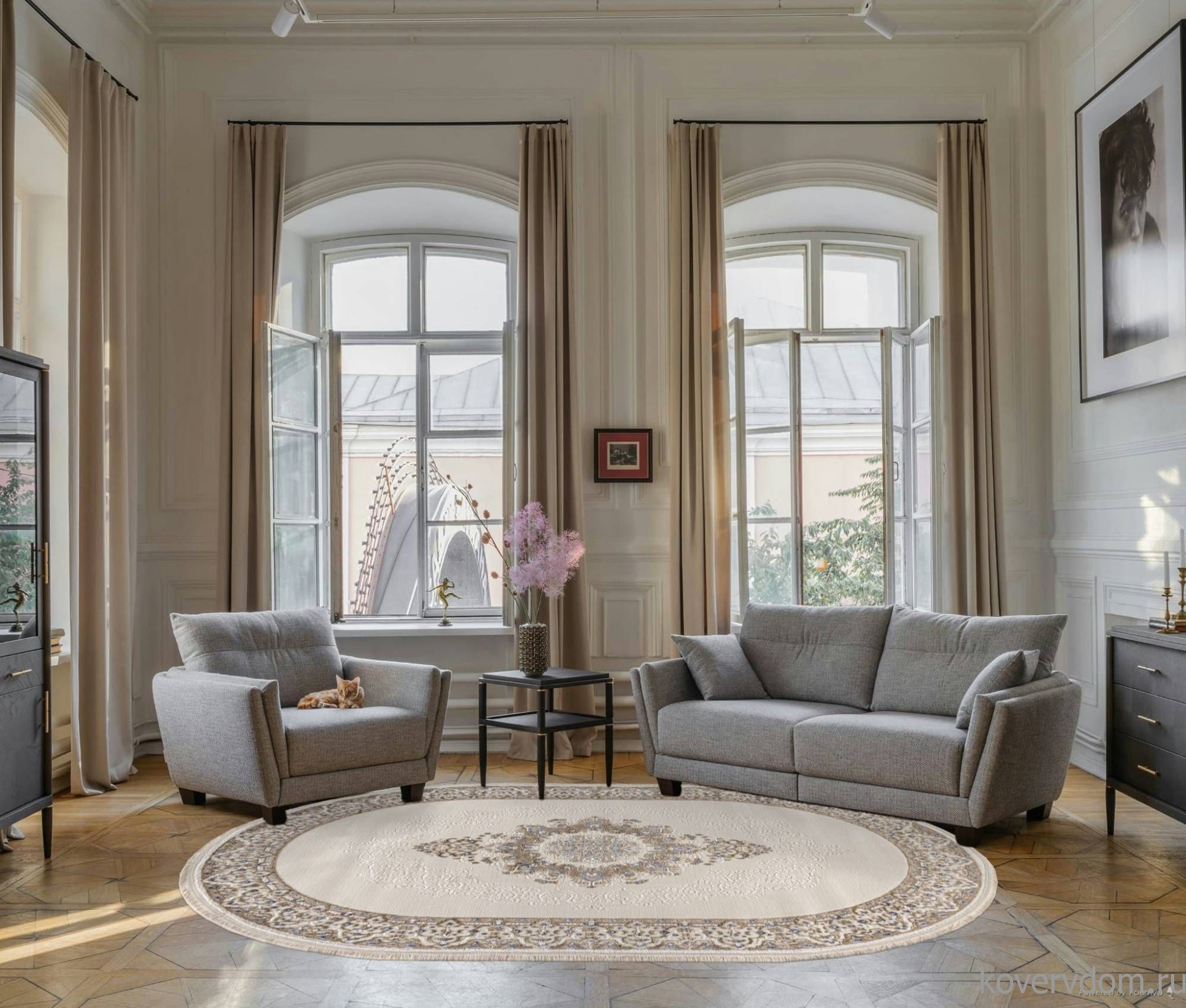 Ковер MOSSO 27236A CREAM / BLUE Овал