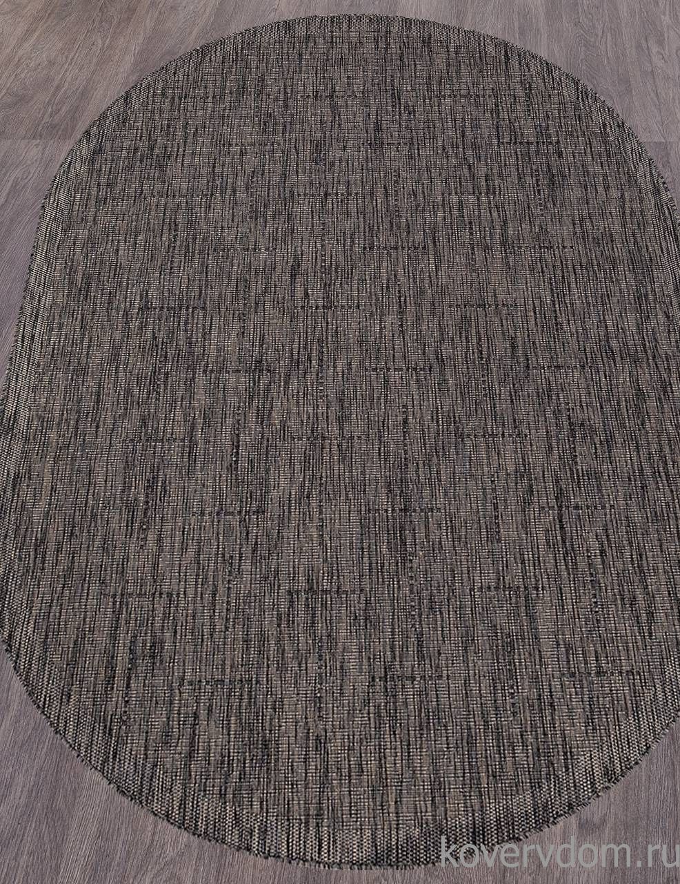 Ковер циновка VEGAS S008 D.GRAY-BLACK Овал